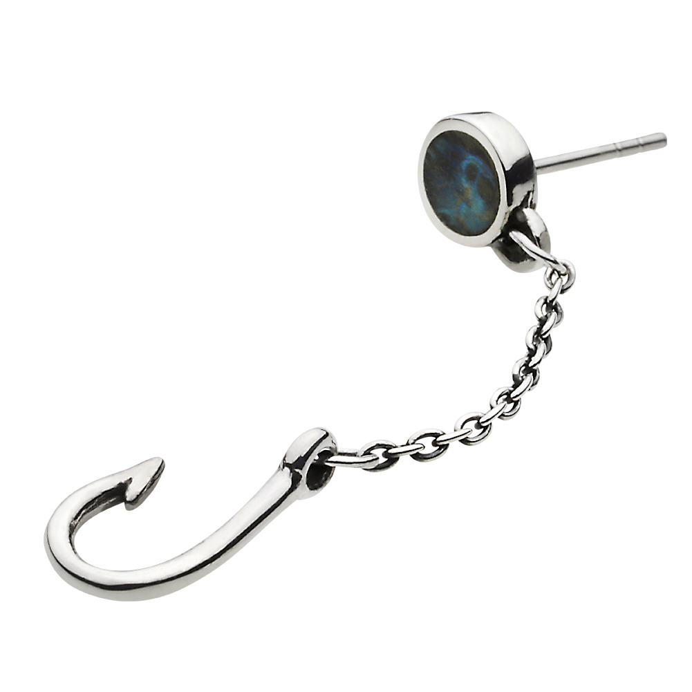 cenote e0594 【シルバーアクセサリー】 フィッシュフックぶら下がりピアス ブルーウッド