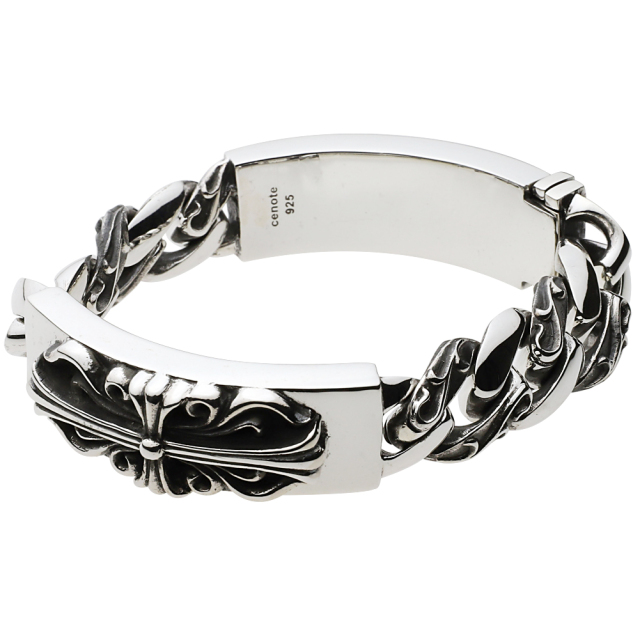 cenote b0486 【シルバーアクセサリー】 フローラル クロス ダブルプレート ブレスレット