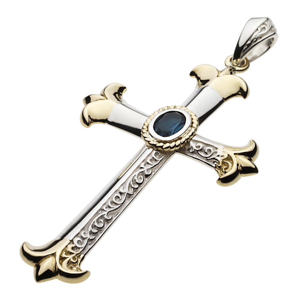 cenote p0663 【シルバーアクセサリー】 フラダリクロスペンダント ロンドンブルートパーズ