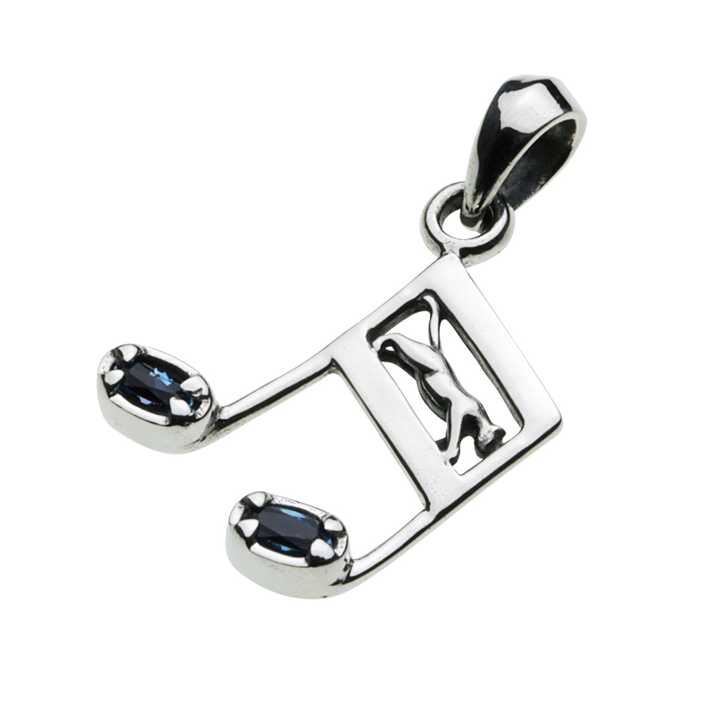 cenote p0676 【シルバーアクセサリー】 キャット音符ペンダント ロンドンブルートパーズ
