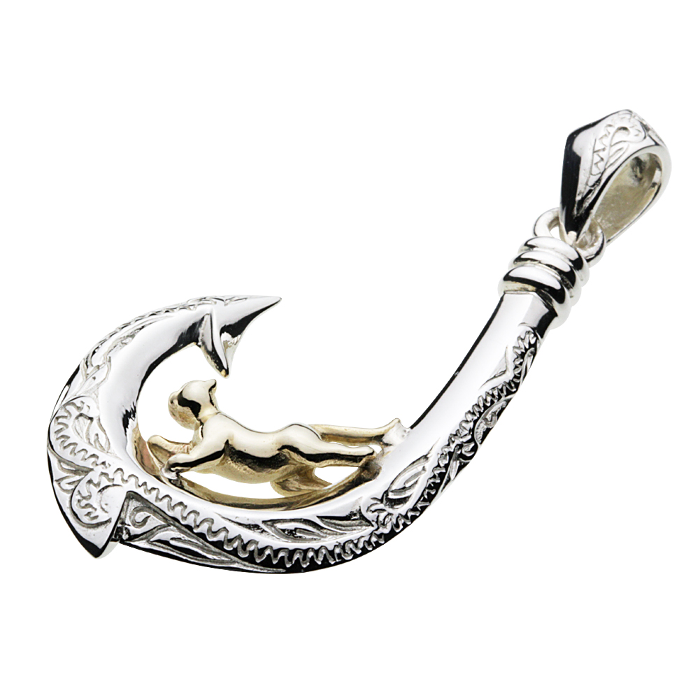 cenote p0678 【シルバーアクセサリー】 キャットフィッシュフックペンダント 白仕上げ