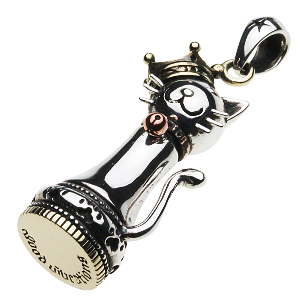 cenote p0685 【シルバーアクセサリー】 チェックメイト猫ペンダント