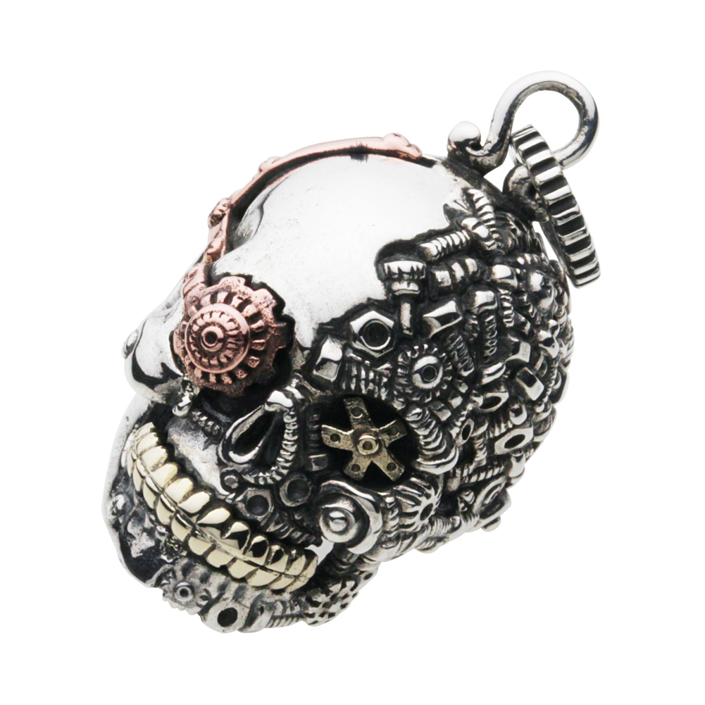cenote p0689 【シルバーアクセサリー】 スチームパンクスカルペンダント