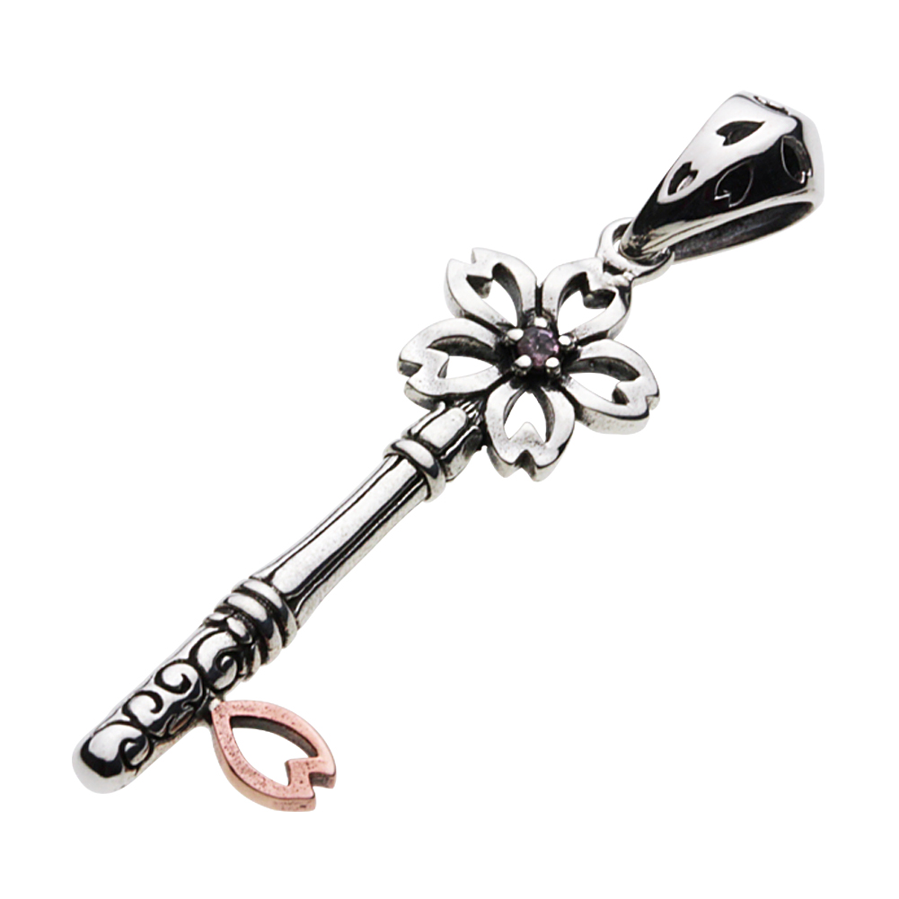 cenote p0702 【シルバーアクセサリー】 桜キーペンダント ピンクトルマリン