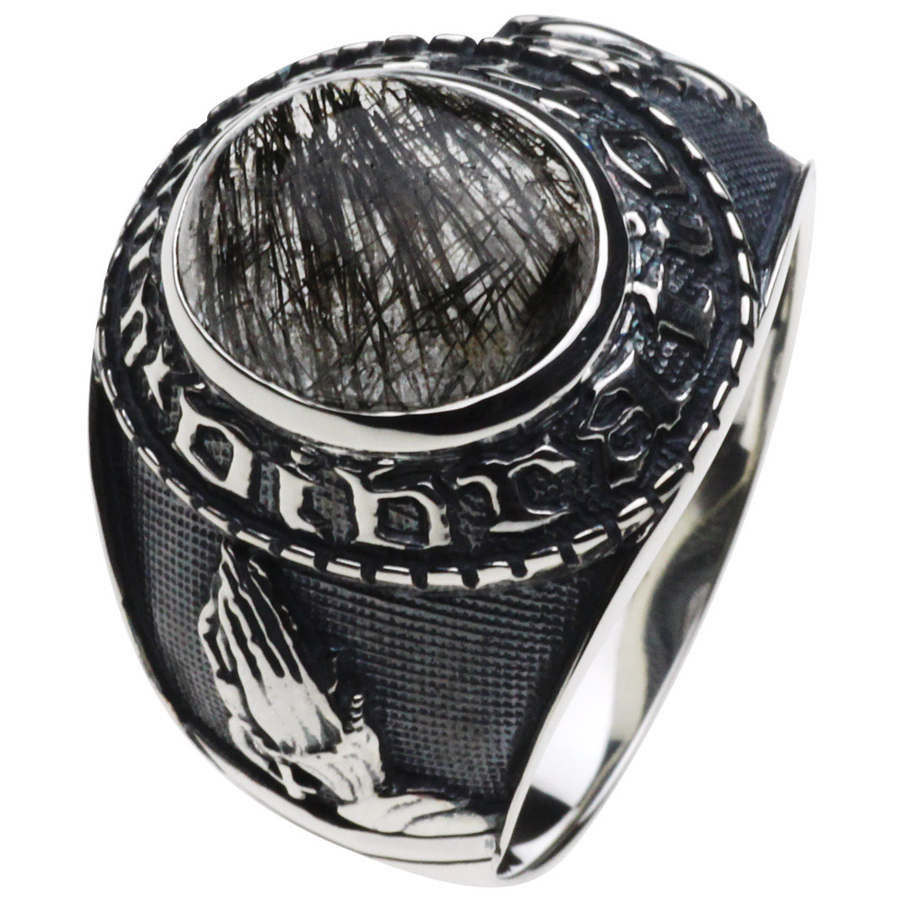 cenote r0354 【シルバーアクセサリー】 プレイハンドクラスリング ブラックルチルクォーツ