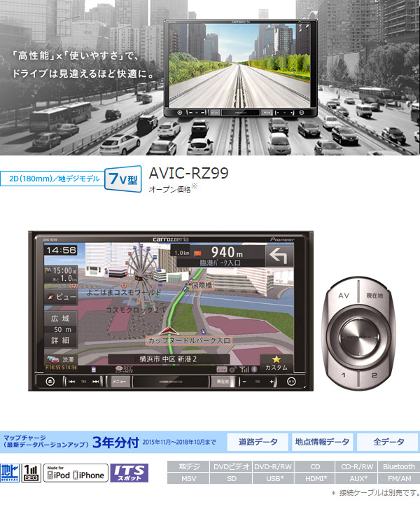送料無料 パイオニア カロッツェリア Pioneer carrozzeria 楽NAVI 楽 