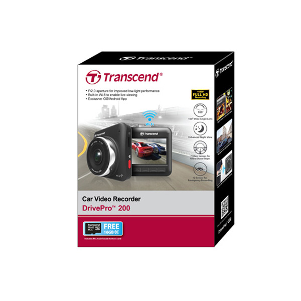 ドライブレコーダー トレンセンド（Transcend） ドライブレコーダー ドライブプロ200 DrivePro200 Wi-Fi搭載 フルHD  2.4インチ液晶 TS16GDP200-J ドラレコ