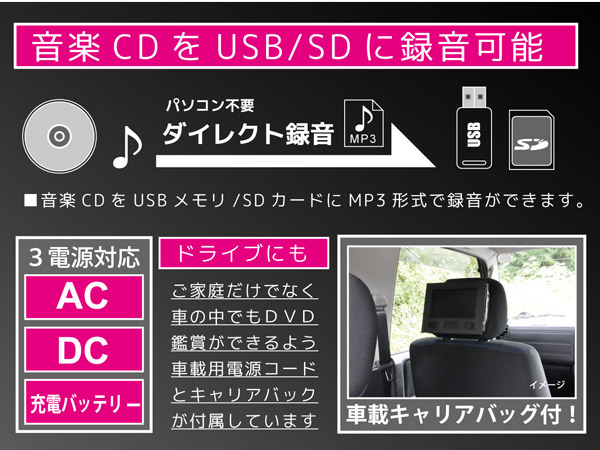 ポータブルDVDプレーヤー 10.1インチ フルセグ搭載 VS-GD4100