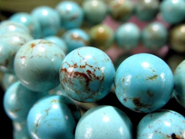 デンバー展示会商品 ソノランゴールドターコイズ トルコ石 ブレスレット 約9mm×21珠前後 積極性をもたらす石 歴史の古い鉱山 12月の誕生石 ソノラン鉱山産