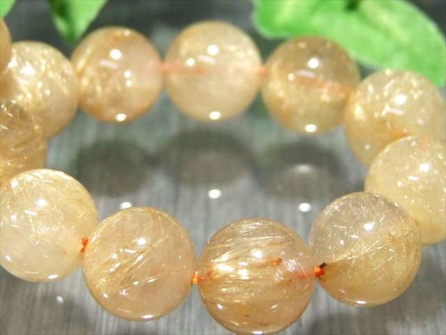 束状タイチン針多め 4A タイチン ゴールドルチル ブレスレット 11mm-11.5mm×18珠 ギラギラゴールド 金運の代表石 一点もの ブラジル産 パワーストーン 天然石