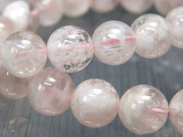 セリサイトインローズクォーツ ブレスレット 9mm-9.5mm×21珠前後 優しいピンクカラー 持ち主の心を癒し内側から美しくしてくれる石 美の女神 マダガスカル産