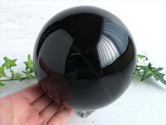 迫力の大玉 希少AAAAA レインボー オブシディアン 丸玉 台座付 直径130mm 重さ2752g 大人気丸玉 レインボーシラー 多彩なシラー黒曜石 一点物 メキシコ産