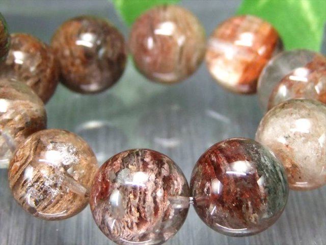 龍神珠有り 4A 龍神千層ガーデンクォーツ ブレスレット 13.5mm-14mm×16珠 超透明水晶に 龍神カラーの絶景庭園水晶 美麗層状 1点物 ブラジル産