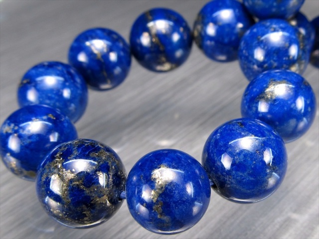 3A + ラピスラズリ ブレスレット 10mm-10.5mm×20珠 12月の誕生石 聖なる石 瑠璃と黄鉄鉱の絶妙バランスつやつや光沢 一点物 アフガニスタン産