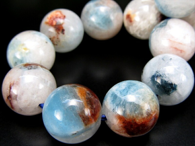 アイランド アクアマリン ブレスレット 11mm-11.5mm×19珠 3月 誕生石 アクアマリン 藍玉 一点もの ブラジル産 パワーストーン 天然石