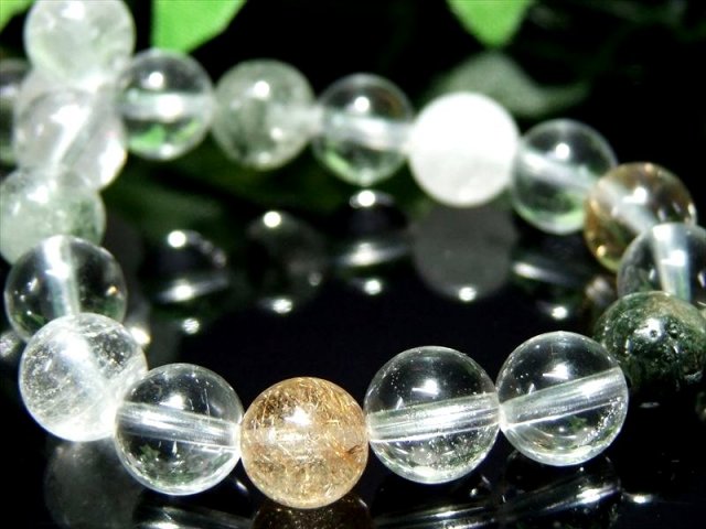 限定解禁 ゴールドルチル共生 MIX マニハール産水晶 ブレスレット 7.5mm-8mm×26珠 内径17.5cm 心身の調整・癒しの御守り 1点物 ギャランティーカード付属