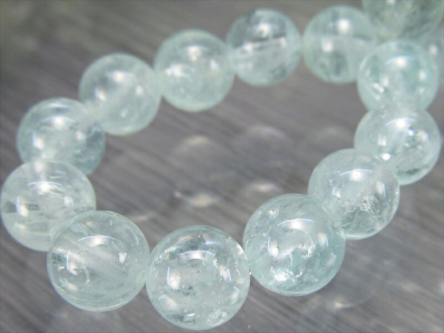 淡く上品な ブルーカラー 3A シンデレラ アクアマリン ブレスレット 7mm-7.5mm×25珠 3月誕生石 海の守護石 美しい若さと幸せな喜びの象徴