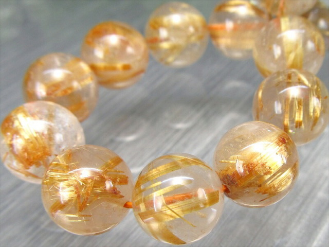 タイチン有り 3A ゴールド タイチン ルチルクォーツ ブレスレット 10.5mm-11mm×19珠 ギラギラゴールド 金運の代表石 一点もの ブラジル産 パワーストーン