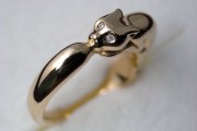 シルバー　ネコ　リング　金メッキ