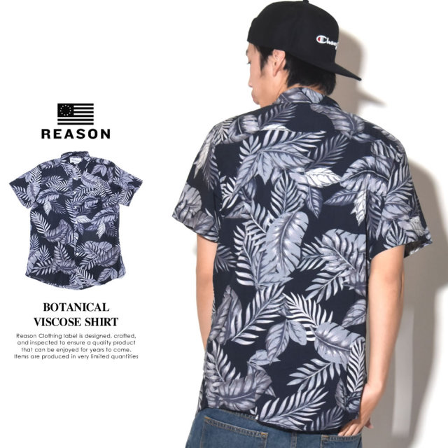 REASON リーズン 半袖シャツ メンズ BOTANICAL VISCOSE SHIRT (M8-12)
