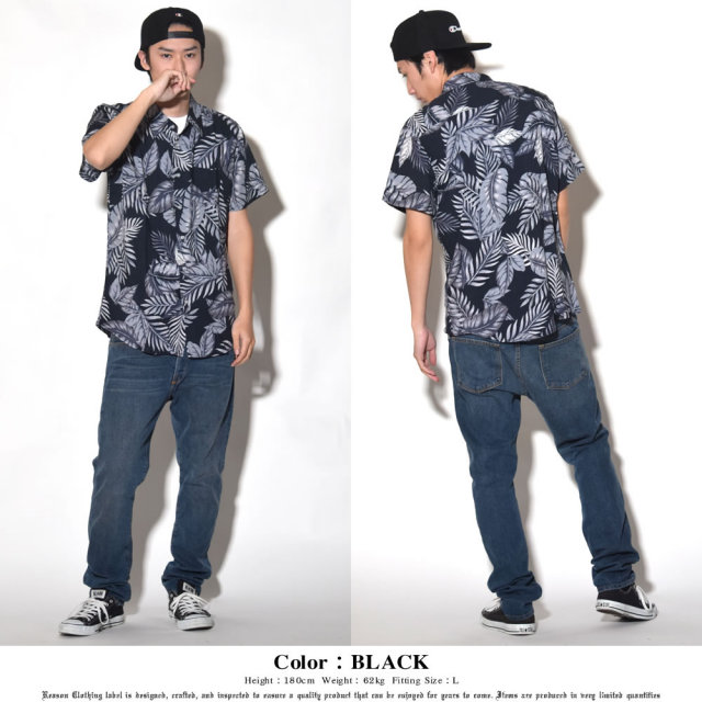 REASON リーズン 半袖シャツ メンズ BOTANICAL VISCOSE SHIRT (M8-12)