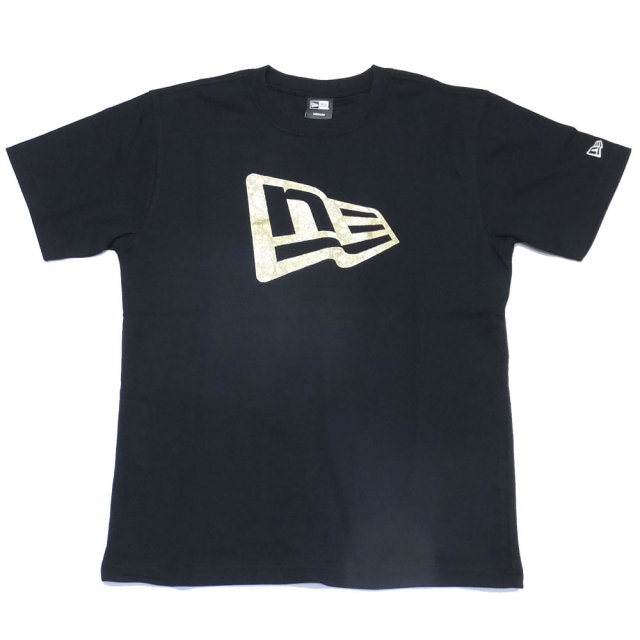 NEW ERA ニューエラ 半袖パフォーマンスTシャツ 吸汗速乾素材 ペイズリー フラッグ ブラック×ゴールド (11556689)
