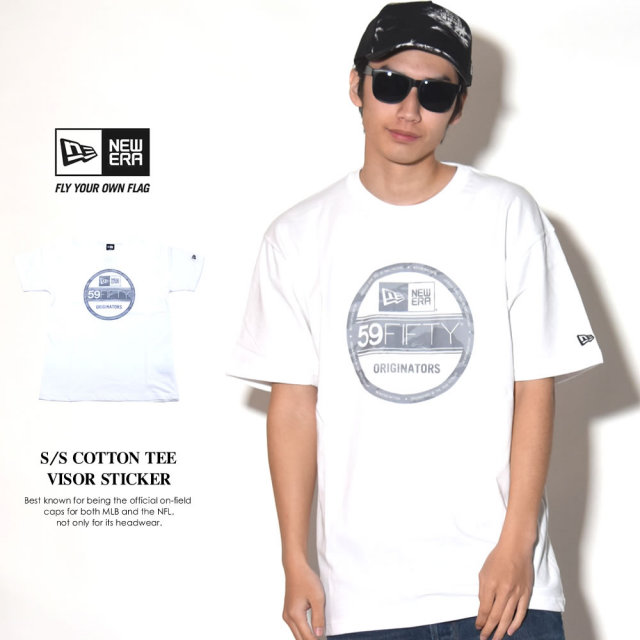 NEW ERA ニューエラ 半袖Tシャツ バイザーステッカー ホワイト×タイガーストライプカモグレー (11556716)