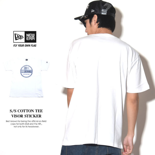 NEW ERA ニューエラ 半袖Tシャツ バイザーステッカー ホワイト×タイガーストライプカモグレー (11556716)