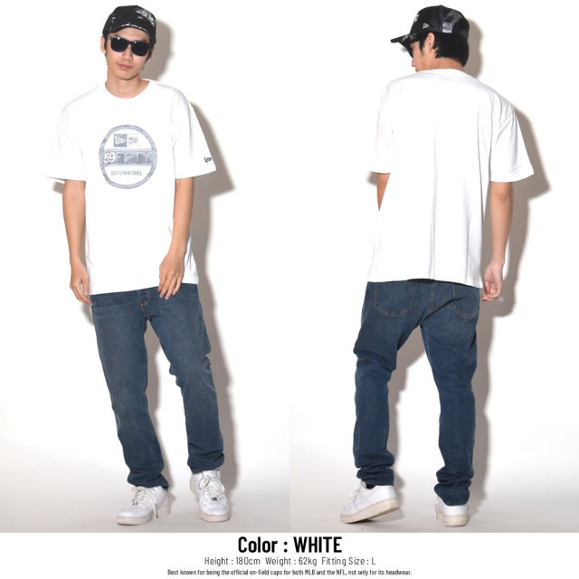 NEW ERA ニューエラ 半袖Tシャツ バイザーステッカー ホワイト×タイガーストライプカモグレー (11556716)