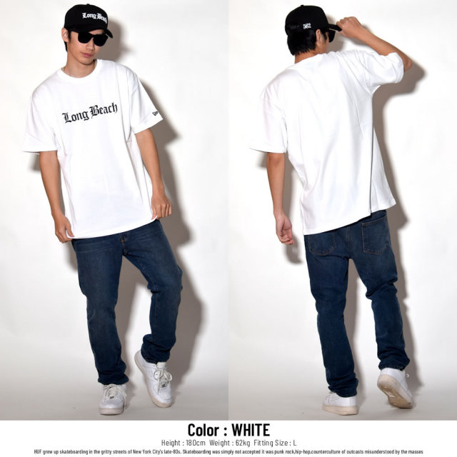 NEW ERA ニューエラ 半袖Tシャツ オールドイングリッシュ Long Beach ホワイト (11556738)