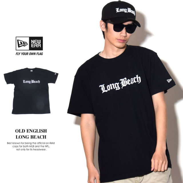 NEW ERA ニューエラ 半袖Tシャツ オールドイングリッシュ Long Beach ブラック (11556739)
