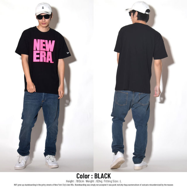 NEW ERA ニューエラ 半袖Tシャツ BIG NEW ERA ブラック×ピンク (11556805)