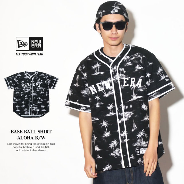 NEW ERA ニューエラ ベースボールシャツ アロハ B/W ブラック (11556845)