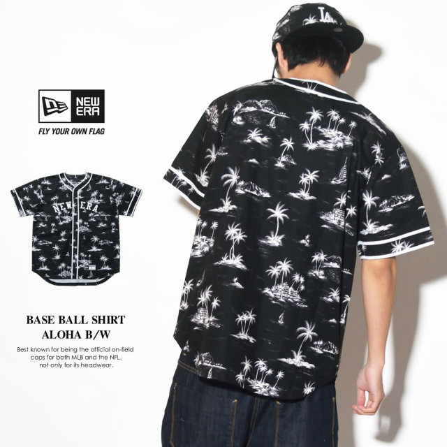 NEW ERA ニューエラ ベースボールシャツ アロハ B/W ブラック (11556845)
