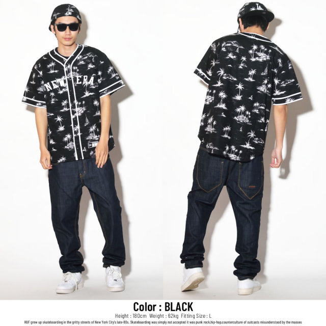 NEW ERA ニューエラ ベースボールシャツ アロハ B/W ブラック (11556845)