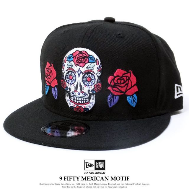 NEW ERA ニューエラ スナップバックキャップ 9FIFTY メキシカン スカル&ローズ ブラック (11557261)