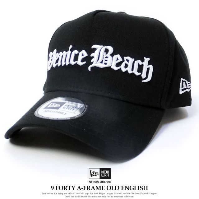 NEW ERA ニューエラ カーブバイザーキャップ 9FORTY A-Frame オールドイングリッシュ ベニスビーチ ブラック×スノーホワイト (11557333)