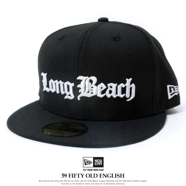 NEW ERA ニューエラ ベースボールキャップ 59FIFTY オールドイングリッシュ ロングビーチ ブラック×スノーホワイト (11557518)