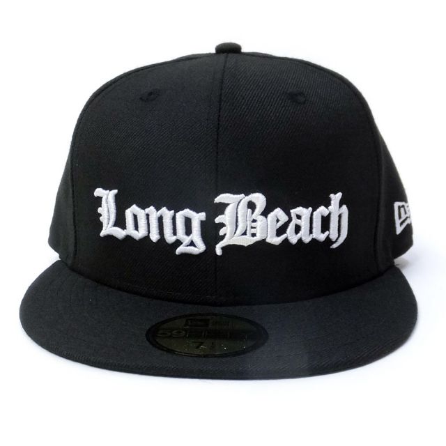 NEW ERA ニューエラ ベースボールキャップ 59FIFTY オールドイングリッシュ ロングビーチ ブラック×スノーホワイト (11557518)