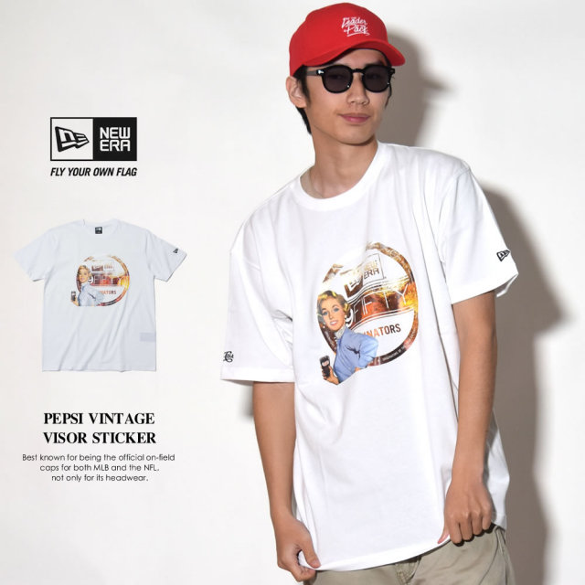 NEW ERA×PEPSI ニューエラ×ペプシ コラボ 半袖Tシャツ ビンテージ バイザーステッカーロゴ ホワイト (11557867)