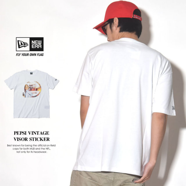 NEW ERA×PEPSI ニューエラ×ペプシ コラボ 半袖Tシャツ ビンテージ バイザーステッカーロゴ ホワイト (11557867)
