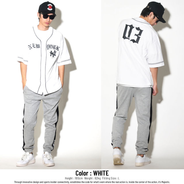 MAJESTIC マジェスティック ベースボールシャツ NEWYORK 03 BB SHIRT (MM21-NYK-8S05)
