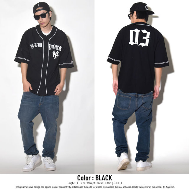 MAJESTIC マジェスティック ベースボールシャツ NEWYORK 03 BB SHIRT (MM21-NYK-8S05)