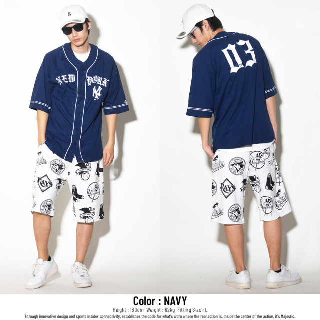 MAJESTIC マジェスティック ベースボールシャツ NEWYORK 03 BB SHIRT (MM21-NYK-8S05)