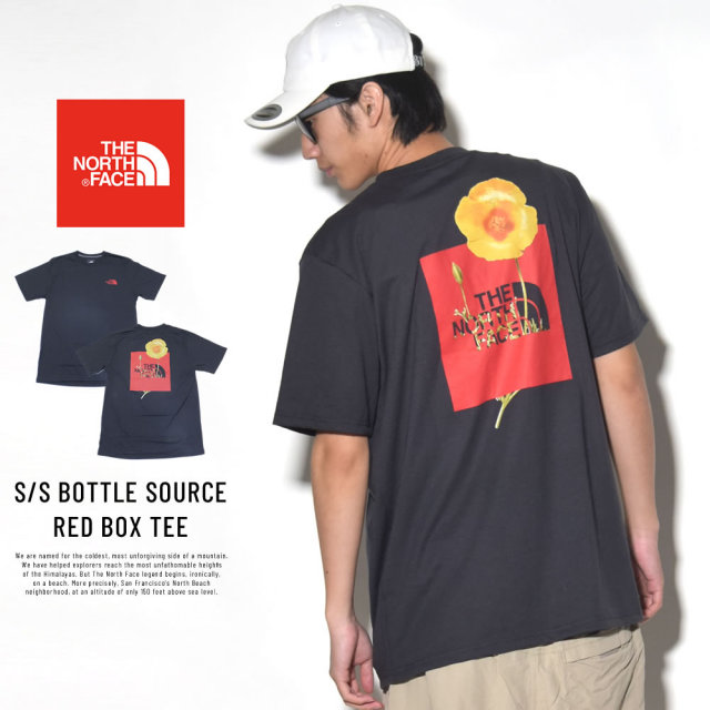 THE NORTH FACE ザ・ノースフェイス 半袖Tシャツ S/S BOTTLE SOURCE RED BOX TEE ウェザードブラック (NF0A34YRZLY)