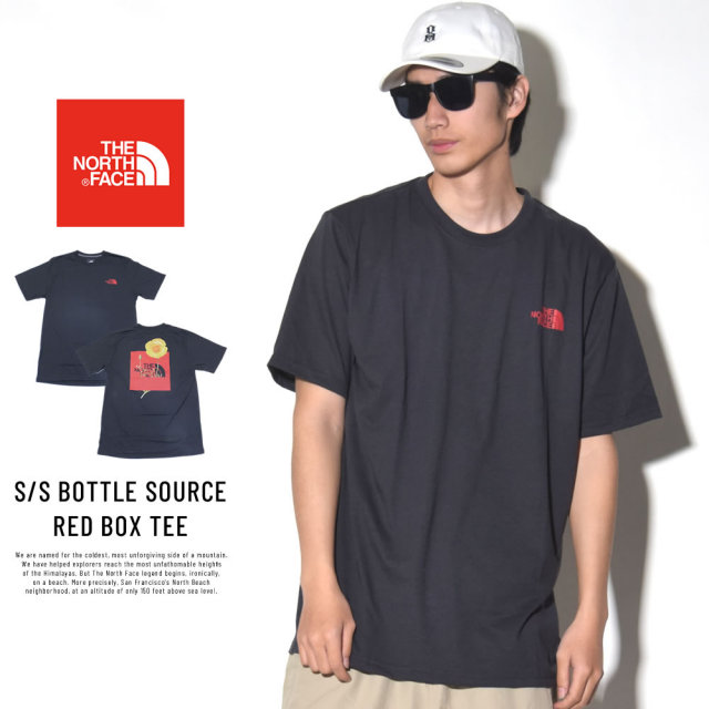 THE NORTH FACE ザ・ノースフェイス 半袖Tシャツ S/S BOTTLE SOURCE RED BOX TEE ウェザードブラック (NF0A34YRZLY)