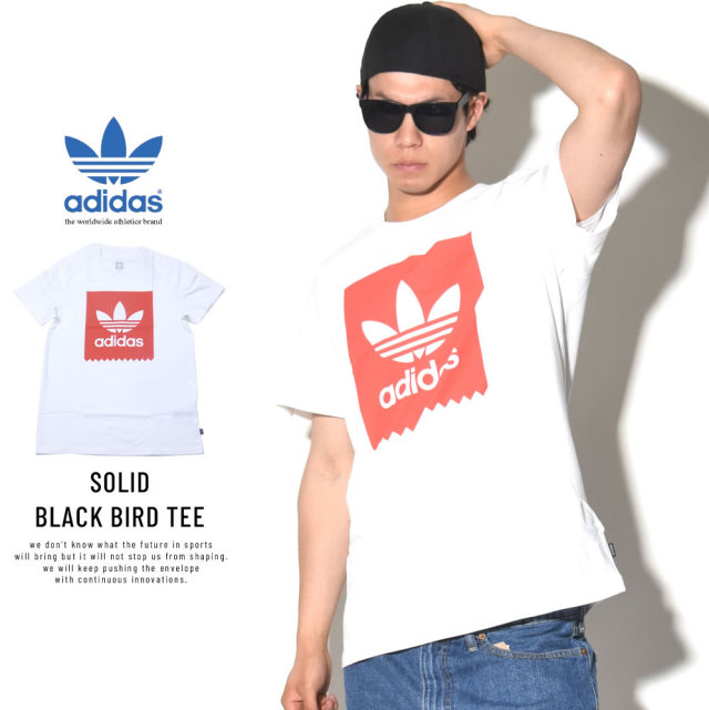 adidas アディダス 半袖Tシャツ SOLID BLACK BIRD TEE ホワイト/レッド (CW2341)