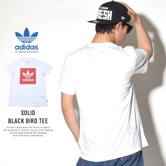 adidas アディダス 半袖Tシャツ SOLID BLACK BIRD TEE ホワイト/レッド (CW2341)