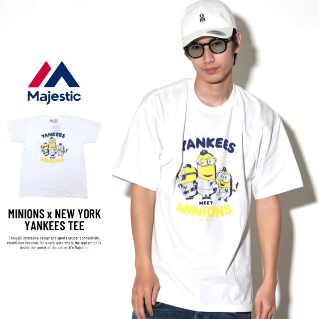 MAJESTIC マジェスティック 半袖Tシャツ メンズ ミニオンズ コラボ MINIONS×NEW YORK YANKEES TEE (MM01-NYK-8S900MN)