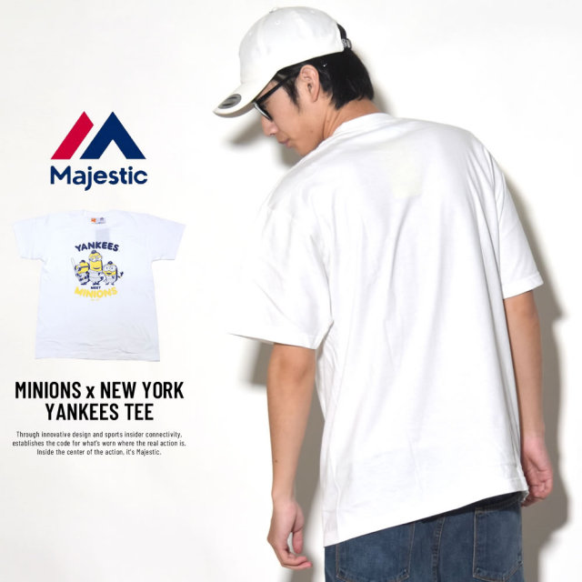 MAJESTIC マジェスティック 半袖Tシャツ メンズ ミニオンズ コラボ MINIONS×NEW YORK YANKEES TEE (MM01-NYK-8S900MN)